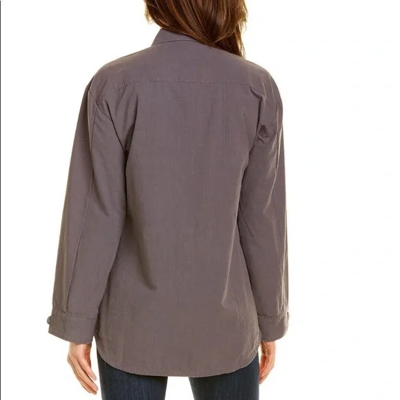Monrow Shirt Shacket Mechanic Utility Trucker Jacket Gray Button Down New